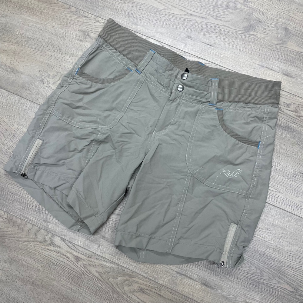 Kuhl Shorts Womens 10 Gray Hiking Outdoor Cargo Zip Pockets Gorp
